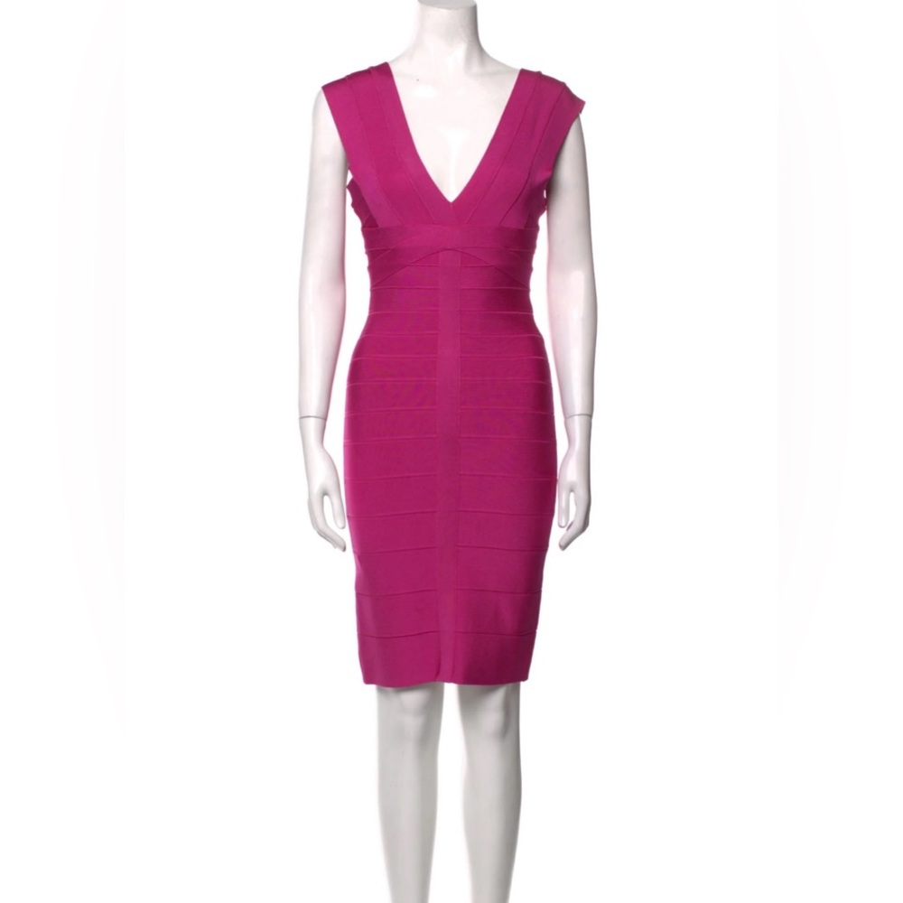 Hervé Leger Hot pink designer dress great